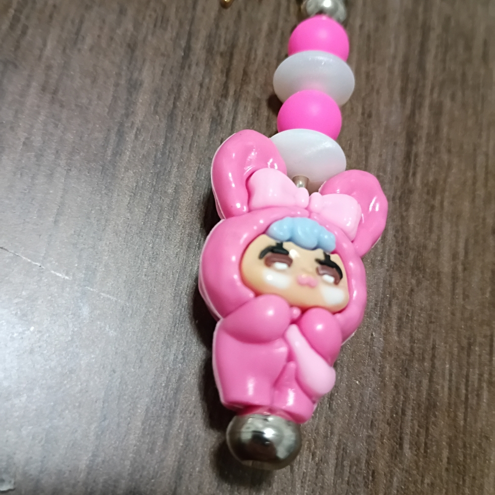Pink Bunny Charm Keychain - Picture 2 of 4